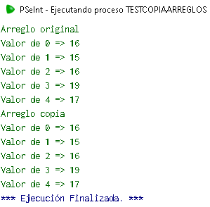 copiar arreglos pseint 1